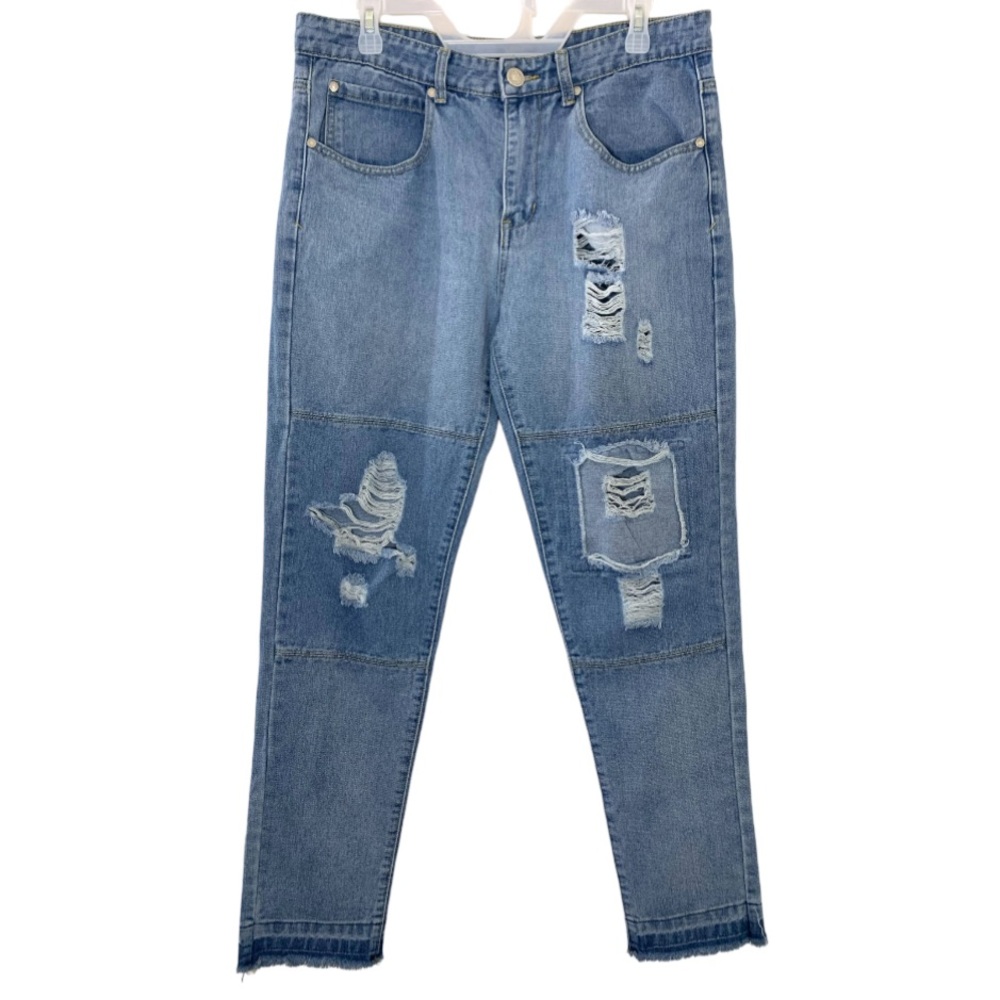 Men’s BoohooMan Ripped Distressed Frayed Hem Jeans Size: 34 R